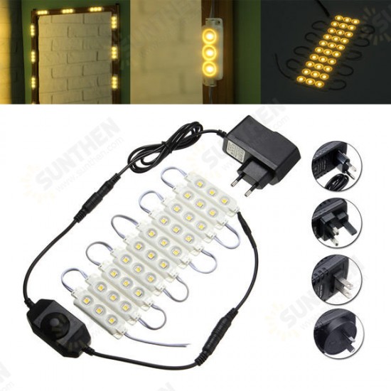 1.5M SMD5050 Waterproof Warm White LED Module Strip Light Kit Mirror Signage Lamp + Adapter DC12V