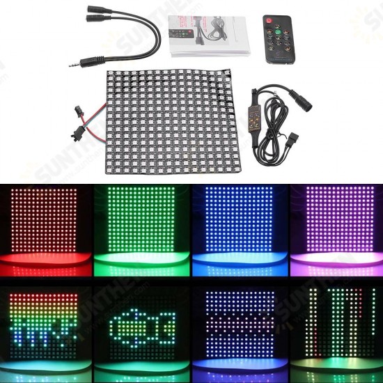 16*16CM WS2812 256 Pixels Digital Matrix LED Module Strip + 13Keys Remote Control + DC Controller DC5V