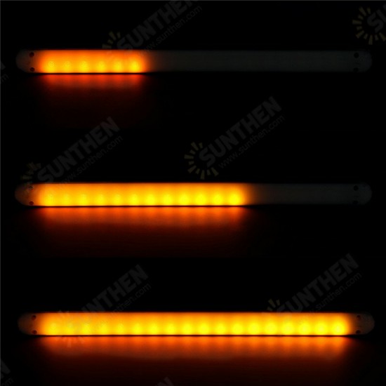 2PCS Car Motorcycle 36LED Turn Signal Flowing LED Strip Light White&Yellow 12V