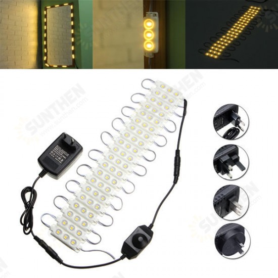 3M SMD5050 Waterproof Warm White LED Module Strip Light Kit Mirror Signage Lamp + Adapter DC12V