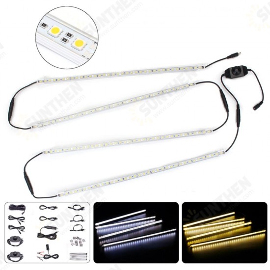 4PCS 50CM 5050SMD Waterproof LED Rigid Strip HardLight Connector Combo Kit for Outdoor Indoor DC12V