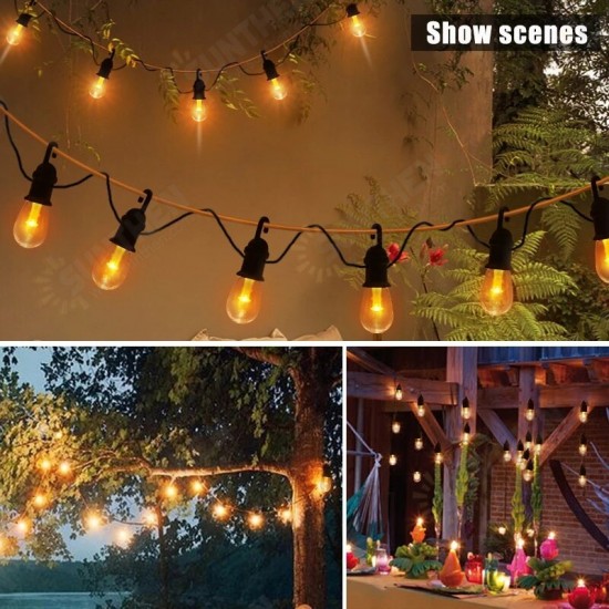 12 Bulbs Solar Light String Waterproof Edison 48FT Solar Bulb Lights Decoration Lighting For Garden Yard Patio Tree Warm White