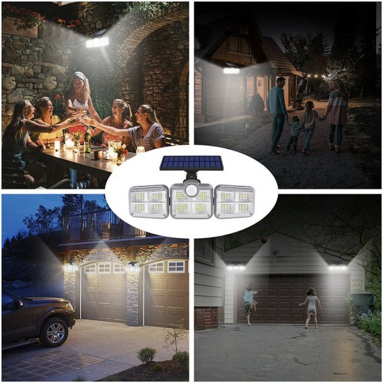 122LED Solar Walkway Lights 3 Modes Motion Sensor Outdoor Garden Street Lamp Adjustable