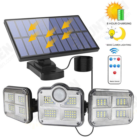 122LED Solar Walkway Lights 3 Modes Motion Sensor Outdoor Garden Street Lamp Adjustable