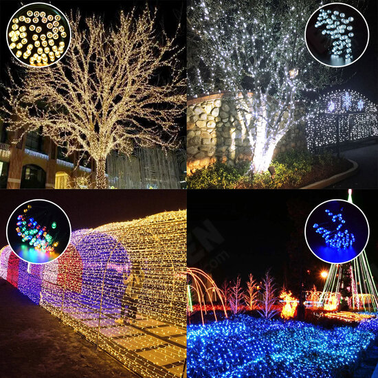 12M 100LED Solar Powered Fairy String Light Christmas Holiday Party Outdoor Garden Decor