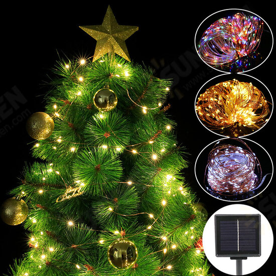 12M 22M LED Solar Power String Light 8 Modes Copper Wire Fairy Outdoor Garden Waterproof Holiday Decorative Lamp