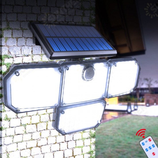 182LED Solar Wall Lamp Three-head Induction Street Light Pathway Lighting With Remote Control