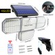 182LED Solar Wall Lamp Three-head Induction Street Light Pathway Lighting With Remote Control