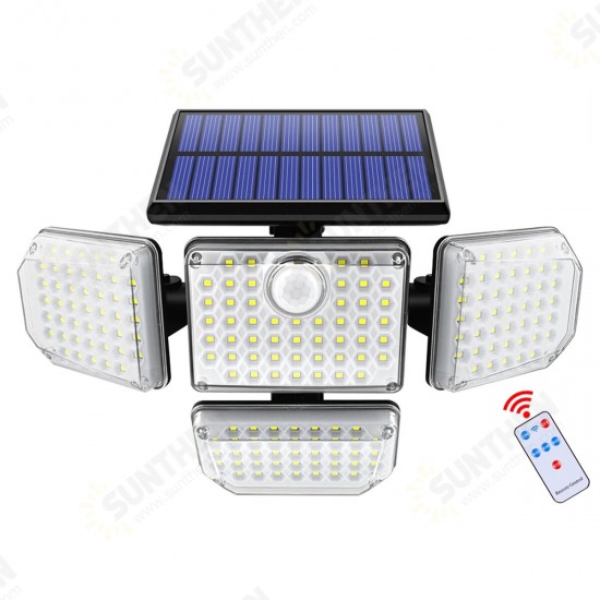 182LED Solar Wall Lamp Three-head Induction Street Light Pathway Lighting With Remote Control