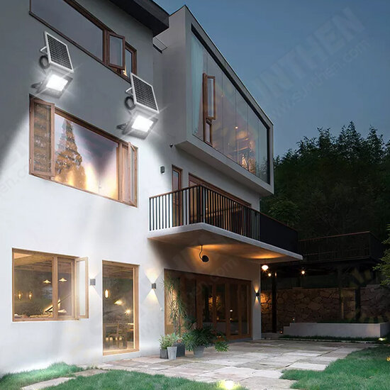 300W Solar Powered LED Street Wall Flood Lamp Garden Spotlight with 5M Extension Wire + Remote Control