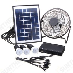 3*3W Solar Power Panel USB Charging LED Light with Fan Kit for Home Outdoor Camping 3*3W Solar Power Panel USB Charging LED Light with Fan Kit for Home Outdoor Camping