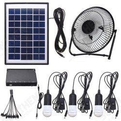 3*3W Solar Power Panel USB Charging LED Light with Fan Kit for Home Outdoor Camping 3*3W Solar Power Panel USB Charging LED Light with Fan Kit for Home Outdoor Camping