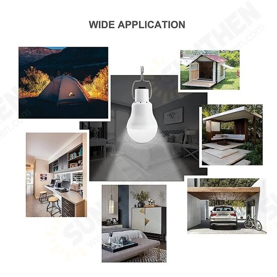 3W LED Solar Bulb Light Waterproof Outdoor Portable Hanging Emergency Sunlight Powered Lamp USB Charging