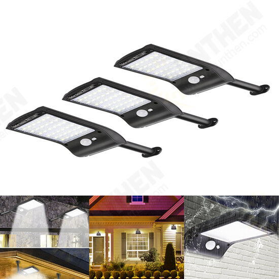 3pcs Solar Powered 36 LED PIR Motion Sensor Waterproof Street Security Light Wall Lamp for Outdoor Garden