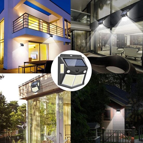 260LED Outdoor Solar Light IP65 Waterproof Motion Sensor Solar Light Garden Courtyard Passage Security Lighting Black