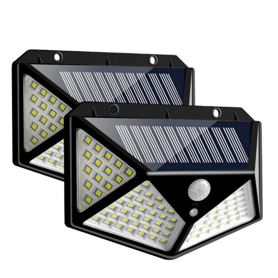 100 LED Solar Powered PIR Motion Sensor Wall Light Outdoor Garden Lamp 3 Modes