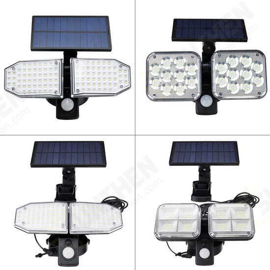 Dual Head 100/120LED Solar Wall Light IP65 PIR Motion Sensor Garden Street Lamp Waterproof Outdoor Decor