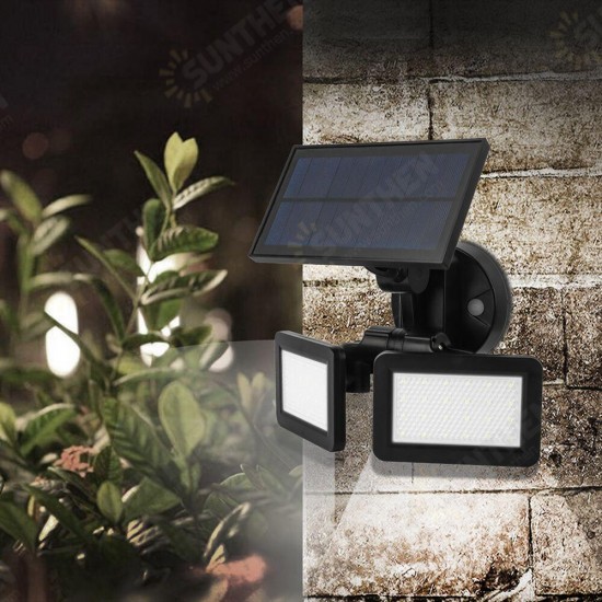 Dual Head 48 LED 450Lm Solar Wall Light Outdoor LED PIR Motion Sensor Security Landscape Lamp