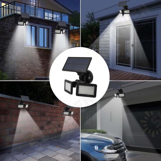 Dual Head 48 LED 450Lm Solar Wall Light Outdoor LED PIR Motion Sensor Security Landscape Lamp