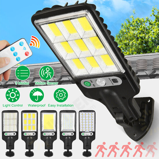 LED Solar Wall Light 3 Modes Motion Sensor Light Control IP65 Waterproof Yard Garden Park Lamp