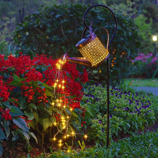 Solar Light LED Solar Watering Can Lamps Garden Decoration Iron Shower LED String Light Yard Lawn Waterproof Fairy Light