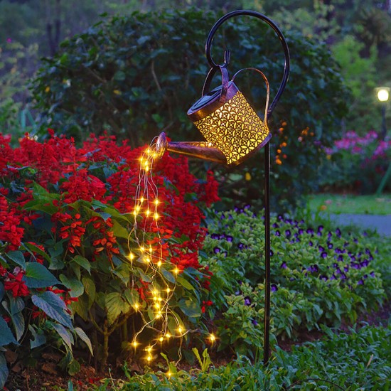 Solar Light LED Solar Watering Can Lamps Garden Decoration Iron Shower LED String Light Yard Lawn Waterproof Fairy Light