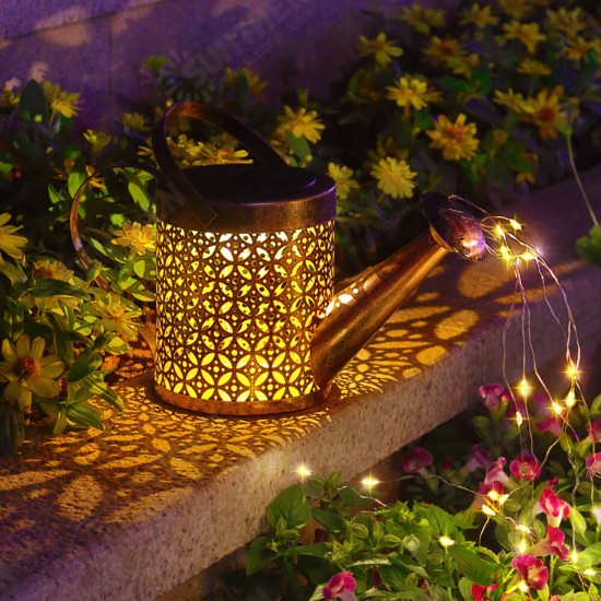 Solar Light LED Solar Watering Can Lamps Garden Decoration Iron Shower LED String Light Yard Lawn Waterproof Fairy Light