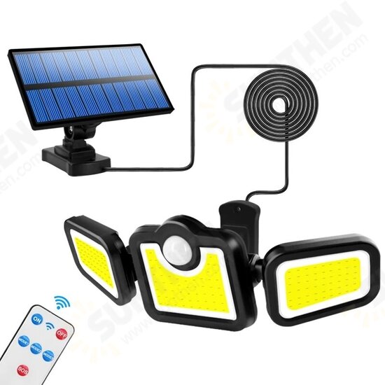 Solar Lights Outdoor 171COB 108/122/138LEDs Motion Sensor Light 3 Head Remote Control Wall Light 270 Wide Angle Flood Light for Garden