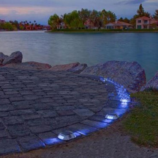 Solar Power White 6LED Road Driveway Pathway Stair Lights