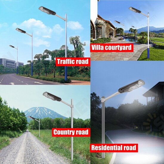 120/240/360W LED Wall Street Light Solar Power Motion Sensing Lamp Garden Remote