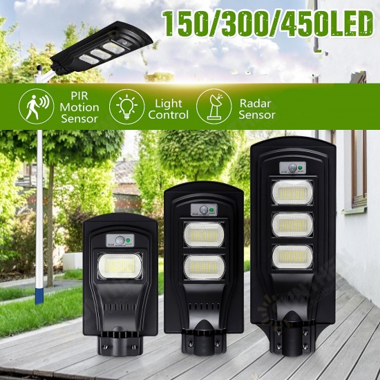 150/300/450LED Solar Light Black Shell Street Lamp 2835SMD Waterproof PIR Motion Sensor Garden Lighting