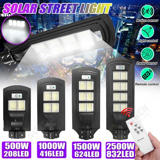 208/416/624/832 LED Solar Street Light PIR Motion Sensor Garden Lamp W/ Remote