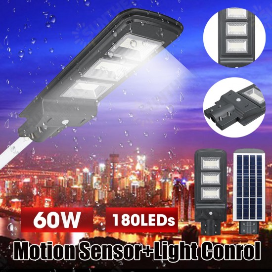 60W 180LED Solar Powered Lamp PIR Motion Sensor Outdoor Garden Street Light for Outdoor Road Garden