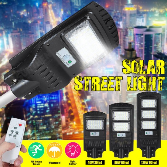 30/60/90LED Solar Powered Streets Outdoor Remote Control Security Garden