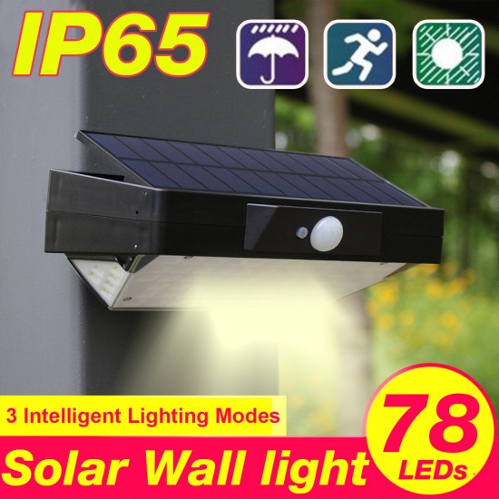 Solar Street Light 78LED Lamp IP65 Waterproof 3 Mode Outdoor Garden Dark Sensor