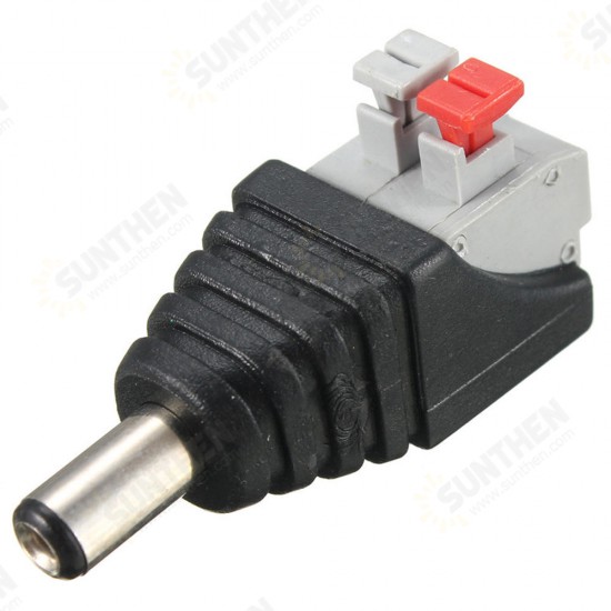 10PCS DC Power Male 5.5*2.1mm Connector Adapter Plug Cable Pressed for LED Strips 12V