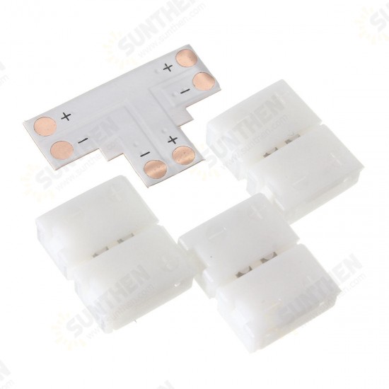 10mm +/T/L Shape 2 Pin 5050 PCB LED Strip Corner Connector for Single Color Lighting