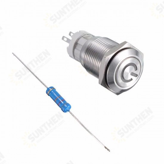 16MM 6V/12V/24V/110V/220V Waterproof Self Reset Stainless Steel Metal Button Switch With White LED Light