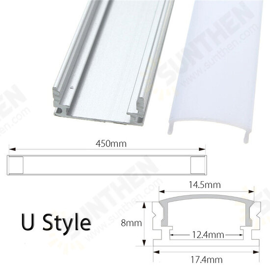 45cm U/V/YW Style Aluminium Channel Holder for LED Strip Light Bar Cabinet Lamp