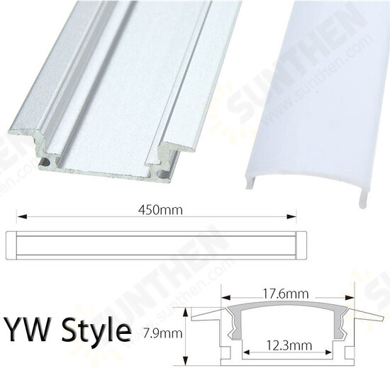 45cm U/V/YW Style Aluminium Channel Holder for LED Strip Light Bar Cabinet Lamp