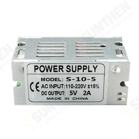 AC 110-220V To DC 5V 2A 10W Driver Switch Power Supply Transformer For LED Strip Light