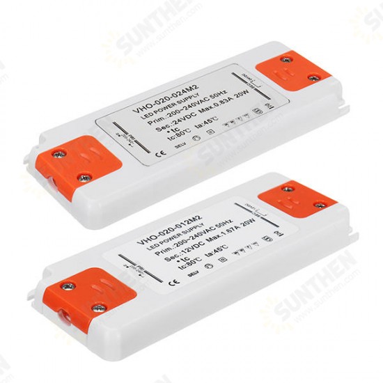 AC220-240C to DC12V/DC24V 20W Power Supply Lighting Transformer LED Driver for Strip Light