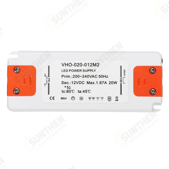 AC220-240C to DC12V/DC24V 20W Power Supply Lighting Transformer LED Driver for Strip Light