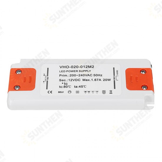 AC220-240C to DC12V/DC24V 20W Power Supply Lighting Transformer LED Driver for Strip Light