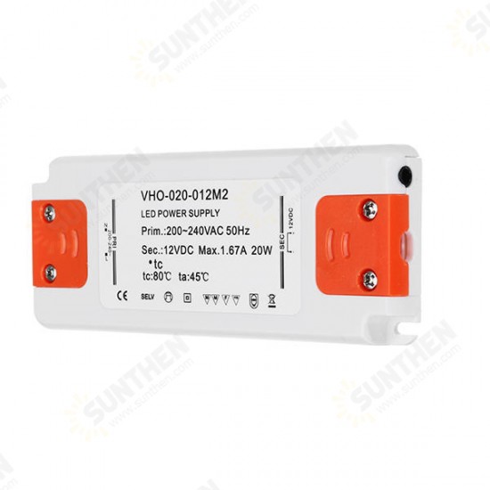 AC220-240C to DC12V/DC24V 20W Power Supply Lighting Transformer LED Driver for Strip Light