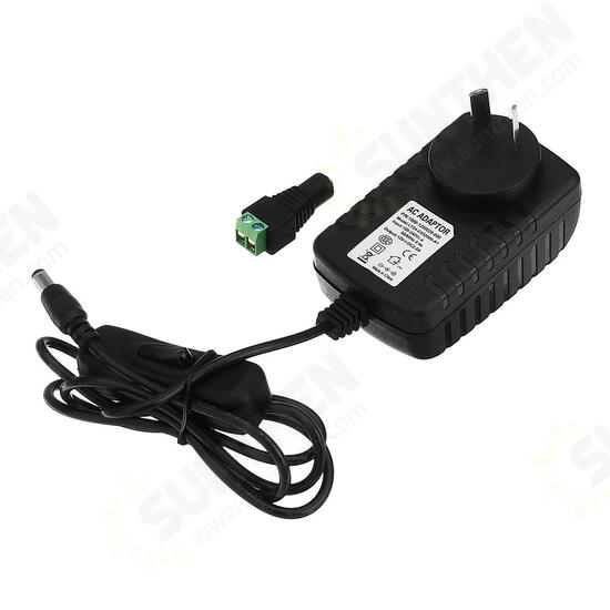 AC85-265V to DC12V 2A 24W Power Supply Adapter with Switch for LED Strip Light