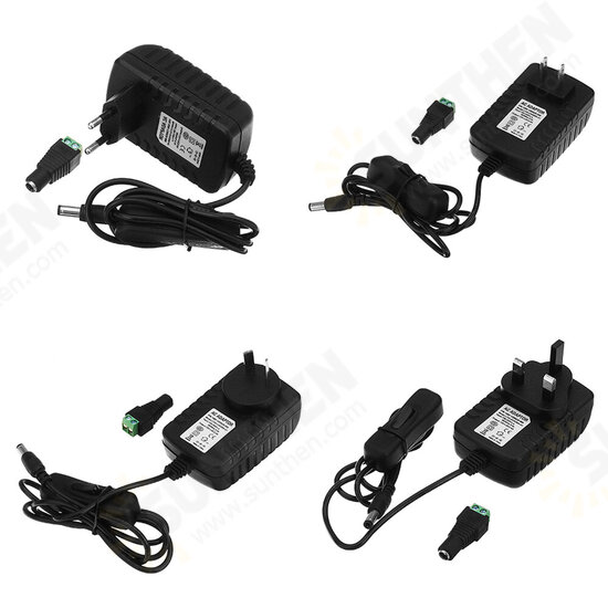 AC85-265V to DC12V 2A 24W Power Supply Adapter with Switch for LED Strip Light