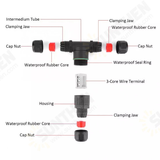 CDF-200/3T IP68 Waterproof 3 Way Cable Connector Outdoor Junction Box 450V 32A Wire Connector High Quality