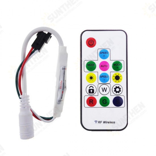 DC 5V WS2812 /12V WS2811 RF LED Light Strip Wireless Remote Mini Controller