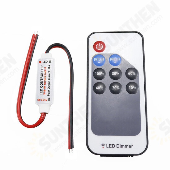 DC5-24V LED RF Controller Dimmer 9 Keys Wireless Remote Control for Single Color Strip Light